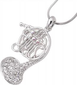 img 2 attached to Crystal-Embellished Silver Plated Necklace Featuring Musical Instruments