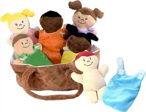 img 1 attached to Набор из 6 мультикультурных кукол со съемной одеждой, корзиной, подушкой и одеялом - мягкая плюшевая игрушка для мальчиков и девочек