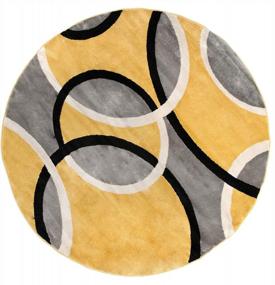 img 3 attached to Rugshop Contemporary Abstract Circles Easy Maintenance For Home Office,Living Room,Bedroom,Kitchen Soft Round Rug 6' 6" (6' 6" Diameter) Yellow