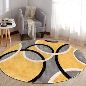 img 4 attached to Rugshop Contemporary Abstract Circles Easy Maintenance For Home Office,Living Room,Bedroom,Kitchen Soft Round Rug 6' 6" (6' 6" Diameter) Yellow
