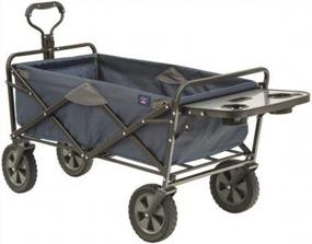 img 4 attached to Mac Sports Folding Outdoor Garden Utility Wagon Cart 150 Lb Capacity Steel Frame Table Cup Holders Navy