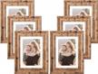 walnut rustic farmhouse picture frames set of 6, 8x10 with mat or 5x7 without mat, tabletop and wall mounting display for home collage, brown photo frame gift - syntrific logo