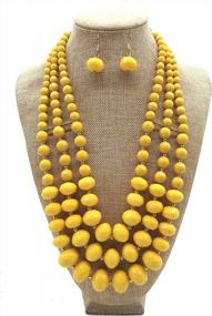 img 3 attached to Women'S Acrylic Beaded Statement Necklace - 3 Layer 6 Color Strand Jewelry