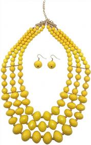 img 4 attached to Женское массивное ожерелье из акрилового бисера - 3 слоя, 6 цветных нитей, ювелирные изделия