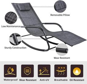 img 3 attached to Relax In Style With Wostore Rocking Lounger Patio Chaise Sunbathing Chair Set - Camouflage Grey, Recliner, Sleep Bed, Pillow Included!