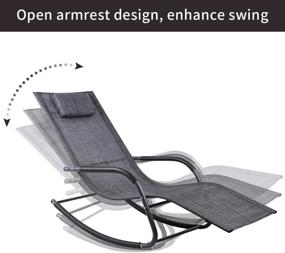img 2 attached to Relax In Style With Wostore Rocking Lounger Patio Chaise Sunbathing Chair Set - Camouflage Grey, Recliner, Sleep Bed, Pillow Included!