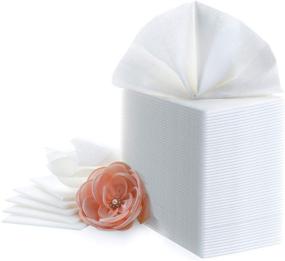 img 3 attached to 🧺 100 Pack of Linen-Feel Guest Towels: Disposable Cloth Dinner Napkins, Bathroom Paper Hand Towels, Wedding Napkins