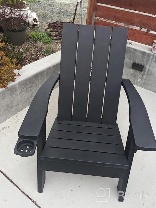img 1 attached to FRUITEAM Taupe Adirondack Chair With Cup Holder - Weather-Resistant Outdoor Fire Pit And Patio Chair For Yard, Deck, Garden, And Lawn - Ergonomic Lounge Chair With 350Lbs Weight Capacity review by Braxton Jackson