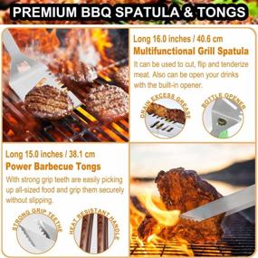 img 3 attached to Father'S Day Grilling Gift Idea: POLIGO BBQ Grill Accessories Set - 26PCS Stainless Steel Utensils With Safe Wire Brush & Scraper In Storage Bag