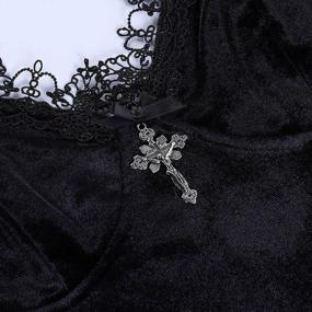 img 1 attached to Призрачный стиль: женское готическое платье Arjungo для Хэллоуина с сетчатыми рукавами и кружевным облегающим дизайном с драпировкой