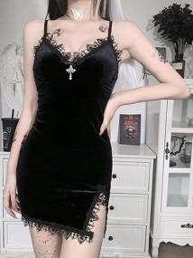 img 3 attached to Призрачный стиль: женское готическое платье Arjungo для Хэллоуина с сетчатыми рукавами и кружевным облегающим дизайном с драпировкой