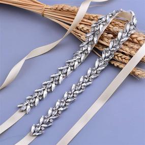 img 2 attached to ULAPAN Rhinestone Wedding Silver Bridesmaid Women's Accessories : Belts