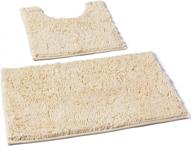 cream bathroom rugs sets 2 piece, luxury chenille bath mat set, soft plush anti-slip bath rug + u-shaped toilet mat. microfiber shaggy carpet, super absorbent. (31''x 20'' plus 20'' x 20'' u, cream) logo