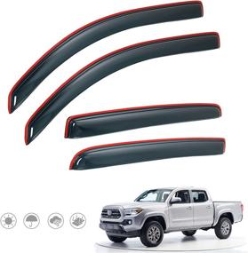 img 4 attached to 🌧️ In-Channel Rain Guards for Tacoma 2016-2022 Double Cab: Side Window Deflectors, Vent Window Visors (Front+Rear) by ISSYAUTO