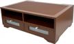 mocha brown wood printer stand with two drawers and storage slots from the victor midnight black collection - no assembly required logo