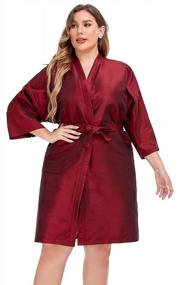 img 4 attached to Kimono-Style Salon Client Gown Robe Cape In Red For Hair Salons & Stylists
