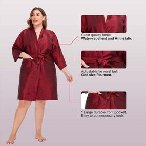 img 2 attached to Kimono-Style Salon Client Gown Robe Cape In Red For Hair Salons & Stylists