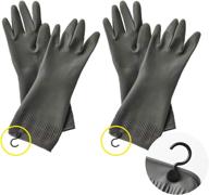 convenient dishwashing gloves with hanging hooks – 2 pairs of latex gray rubber gloves logo