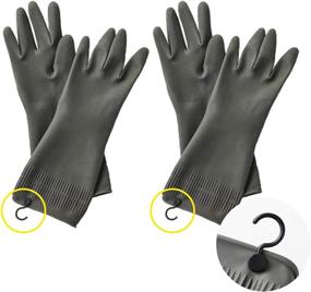 img 3 attached to Convenient Dishwashing Gloves with Hanging Hooks – 2 Pairs of Latex Gray Rubber Gloves