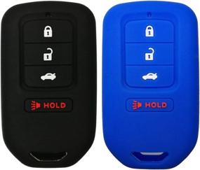 img 4 attached to 🔑 Smart Key Fob Remote Covers Case Holder Jacket for Honda Civic SI Fit EX Ridgeline HRV Accord Sport Keyless Entry - Set of 2 (2018-2021)