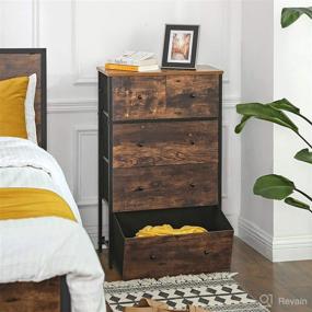 img 2 attached to 🛠️ SONGMICS ULGS45H: Industrial Style 5-Drawer Dresser with Wooden Front and Top - Perfect for Living Room, Hallway, Nursery