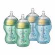 4-pack of tommee tippee advanced anti-colic bottles (9oz) with breast-like nipples and revolutionary anti-colic vent design logo