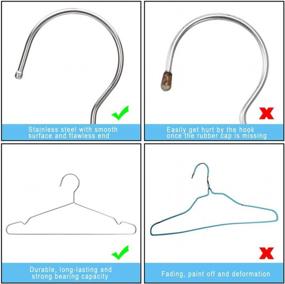 img 2 attached to 10 Pack Heavy Duty Stainless Steel Coat Hangers W/ Non Slip Grooves - Ultra Thin, Space Saving 16.5 Inch Clothes Hanger