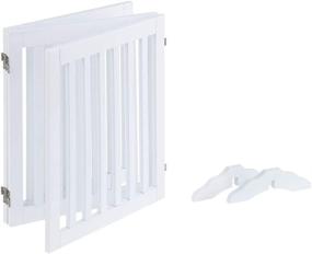 img 1 attached to 🐾 unipaws Foldable Wooden Dog Gate with Support Feet - Freestanding Indoor Pet Gate, White, for Stairs, Indoor Use Only