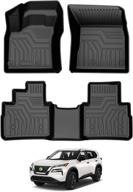 tgbros custom fit all-weather floor mats for nissan rogue 2021-2023 | non-slip black liners | front & rear row full set (exclude sport models) logo