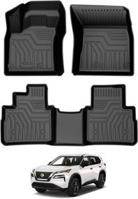 img 4 attached to TGBROS Custom Fit All-Weather Floor Mats for Nissan Rogue 2021-2023 | Non-Slip Black Liners | Front & Rear Row Full Set (Exclude Sport Models)