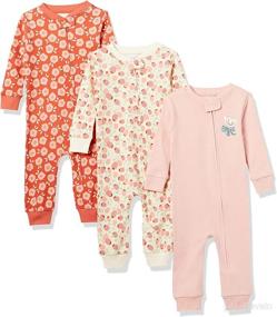 img 4 attached to Multipack Snug-Fit Cotton Footless Sleeper Pajamas for Toddlers and Baby Girls - Amazon Essentials