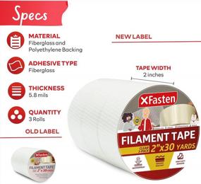 img 3 attached to Transparent Cross Strapping Tape: XFasten Filament Duct Tape 2X30 Yards - 3 Pack