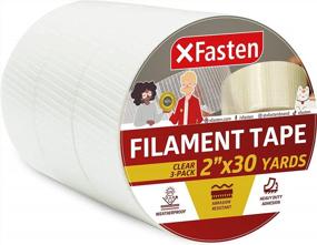 img 4 attached to Transparent Cross Strapping Tape: XFasten Filament Duct Tape 2X30 Yards - 3 Pack
