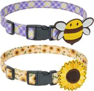 🐾 expawlorer cute dog collars - 2 pack soft and adjustable spring dog collars with removable flower decoration, quick release safety buckle, comfortable collars for small medium large dogs logo