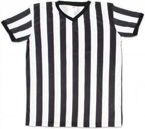 img 3 attached to Men'S Striped Referee/Umpire V-Neck Jersey By Crown Sporting Goods - Official And Professional