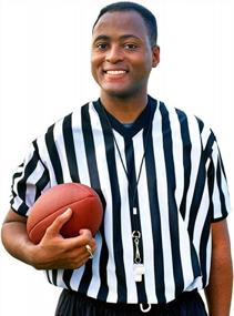 img 4 attached to Men'S Striped Referee/Umpire V-Neck Jersey By Crown Sporting Goods - Official And Professional
