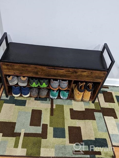 img 1 attached to IRONCK 39.4 Inches Entryway Storage Bench With Shoe Rack Organizer, Metal And Board 2-Tier Box For Bedroom, Hallway, Industrial - Natural Oak review by Myrv Santamaria