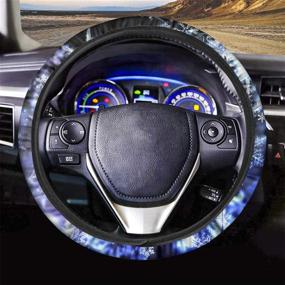 img 4 attached to Enhance Your Car's Style with Coloranimal 15-inch Blue Snowflake Automotive Cloth Wrap Steering Wheel Cover!