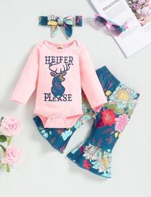 img 3 attached to Adorable 3PCS Newborn Baby Girl Clothes Set With Long Sleeve Top, Bell Bottom Pants And Summer Outfits For Fall Season