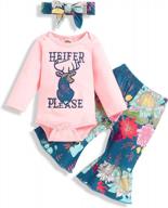 adorable 3pcs newborn baby girl clothes set with long sleeve top, bell bottom pants and summer outfits for fall season logo