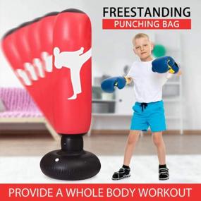 img 3 attached to Unleash Your Inner Fighter: Freestanding Bounce Back Punching Bag For Kids And Adults- Perfect For Karate, MMA, Taekwondo And Fitness