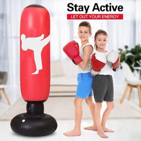 img 2 attached to Unleash Your Inner Fighter: Freestanding Bounce Back Punching Bag For Kids And Adults- Perfect For Karate, MMA, Taekwondo And Fitness