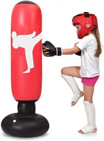 img 4 attached to Unleash Your Inner Fighter: Freestanding Bounce Back Punching Bag For Kids And Adults- Perfect For Karate, MMA, Taekwondo And Fitness