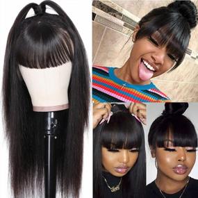 img 3 attached to 150% Density Remy Brazilian Straight Human Hair Wig With Bangs - Pizazz 9A Lace Front Wig For Black Women