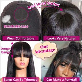 img 1 attached to 150% Density Remy Brazilian Straight Human Hair Wig With Bangs - Pizazz 9A Lace Front Wig For Black Women