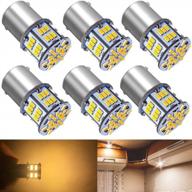 pack of 6 blyilyb ba15d led bulbs - 1130 1142 1176 bright warm white interior lights for car, trailer, marine, rv, camper, and boat (ideal tail light replacement) logo