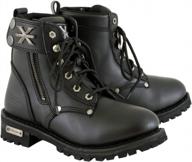 women's black leather zippered motorcycle boots - xelement 2505 righteous - size 9 logo