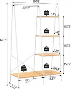 img 1 attached to Heavy Duty Clothing Rack With Shelves, YOUDENOVA Garment Rack For Hanging Clothes, 4-Tier Wood Storage Shelves, White Closet Organizer