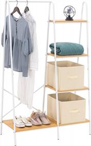 img 4 attached to Heavy Duty Clothing Rack With Shelves, YOUDENOVA Garment Rack For Hanging Clothes, 4-Tier Wood Storage Shelves, White Closet Organizer