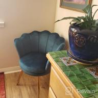 img 1 attached to 🪑 Kmax Living Room Chair: Mid Century Modern Retro Velvet Accent Chair with Golden Metal Legs - Blue Green review by Cris Walton
